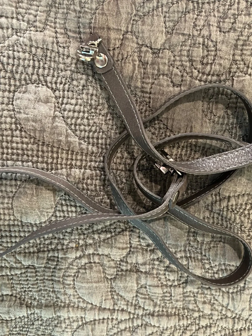 Pietro NYC Fine Leather 3 Zipper Taupe Crossbody Bag or Wristlet with Strap